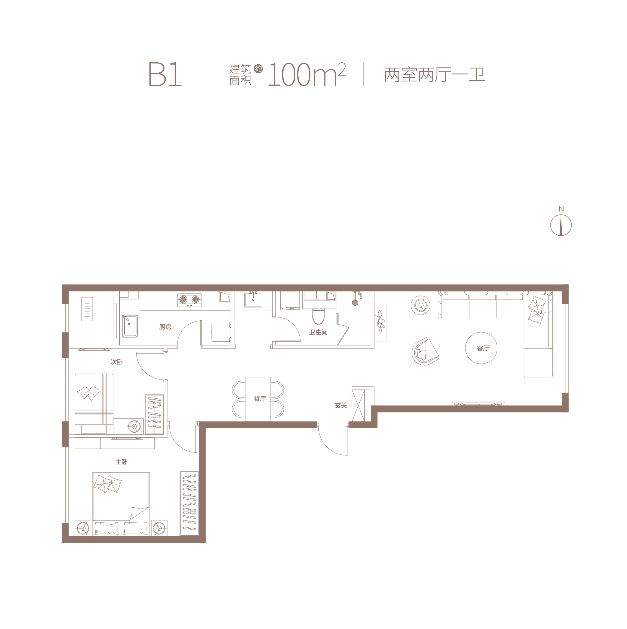 北京城建·天坛府二室户型图